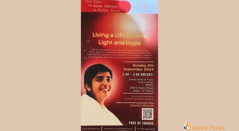 സിസ്റ്റർ ശിവാനിയുടെ പ്രഭാഷണം  ഡാളസിൽ സെപ്റ്റംബർ 8നു