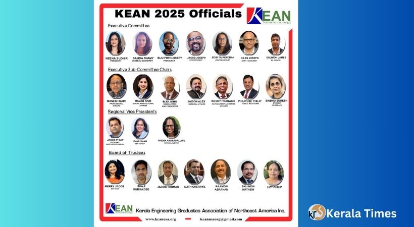 കേരളാ എൻജിനീയറിങ് ഗ്രാജുവേറ്റ്സ് അസോസിയേഷൻ ഓഫ് നോർത്ത് അമേരിക്കയുടെ (കീൻ) 2025 ലെ ഭരണ സമിതിയെ തിരഞ്ഞെടുത്തു.