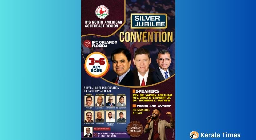 ഐ.പി.സി സൗത്ത് ഈസ്റ്റ് റീജിയൻ  രജത ജൂബിലി കൺവൻഷൻ ഒർലാന്റോയിൽ ജൂലൈ 3 മുതൽ 6 വരെ