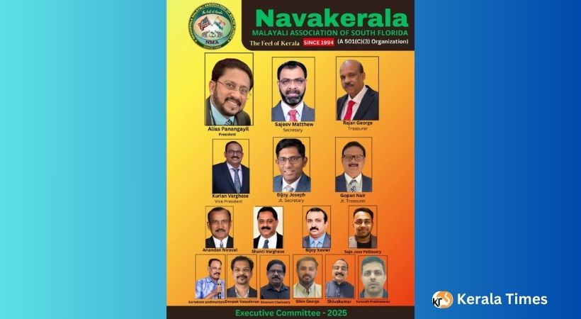 നവകേരളാ മലയാളി അസോസിയേഷൻ ഓഫ് സൗത്ത് ഫ്ലോറിഡ, 2025 ലെ ഭാരവാഹികൾ ചുമതലയേറ്റു.