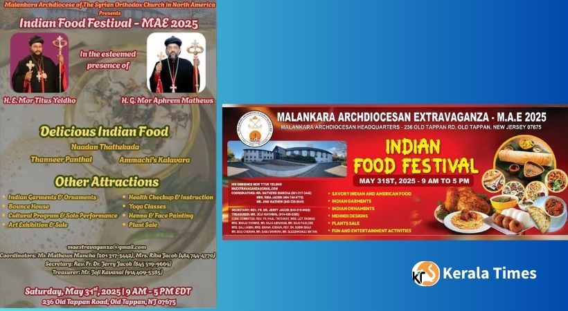 ഭദ്രാസനത്തിനായുള്ള ധനശേഖരണാർത്ഥം ന്യൂജഴ്സിയിൽ ഇന്ത്യൻ ഫുഡ് ഫെസ്റ്റിവൽ മെയ് 31ന്