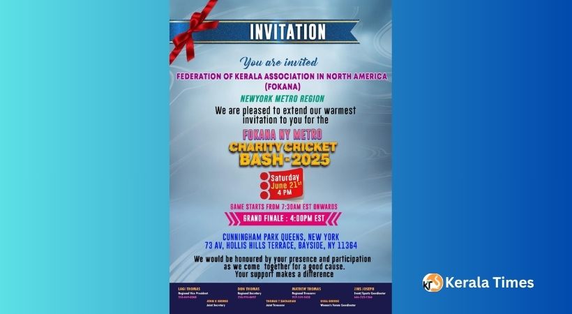ന്യൂയോർക്കിൽ ഫൊക്കാന ചാരിറ്റി ക്രിക്കറ്റ് ബാഷ്: എല്ലാവർക്കും   ഹൃദയപൂർവം സ്വാഗതം